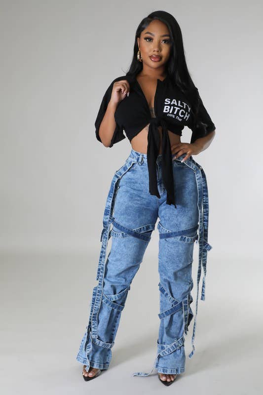 Strapped Denim Jeans